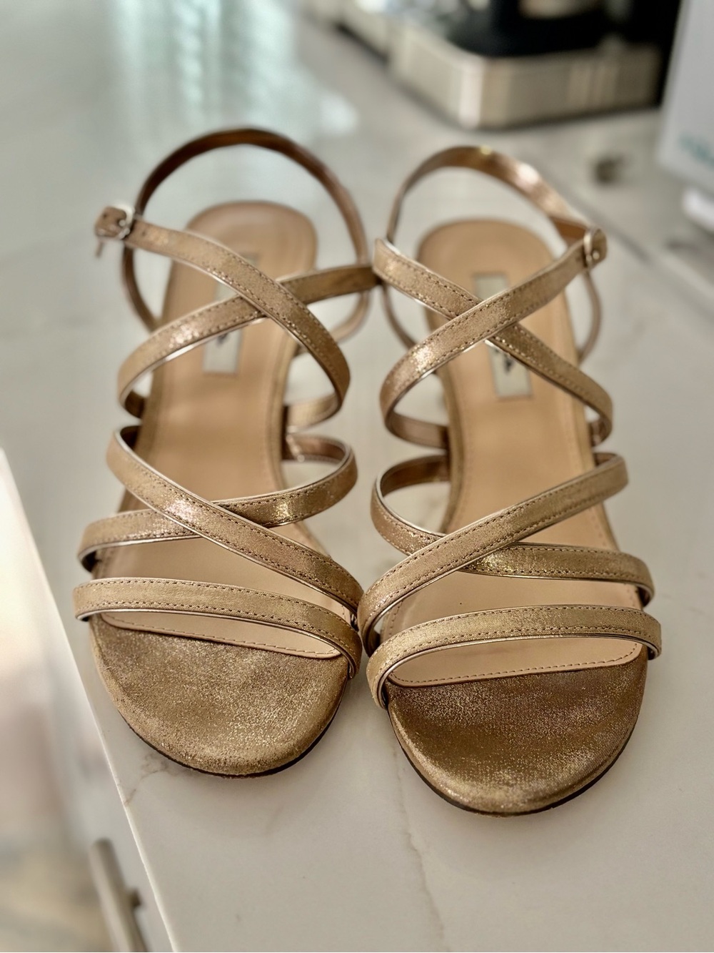 Metallic Gold Strappy Women's Sandals